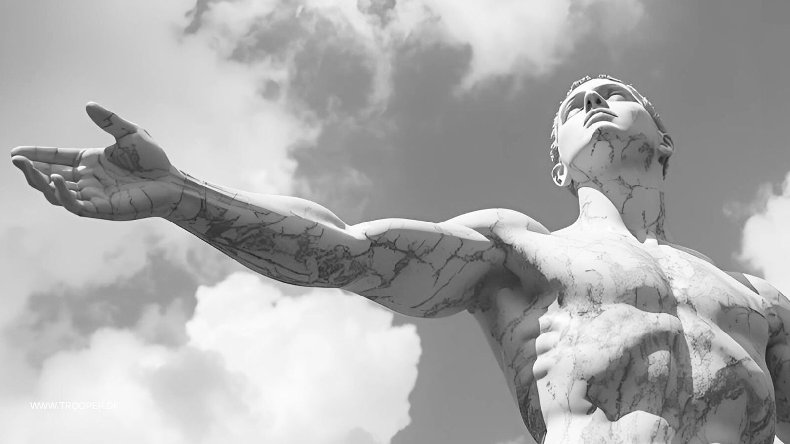 Marmorstatue af Hermes med vingehjelm